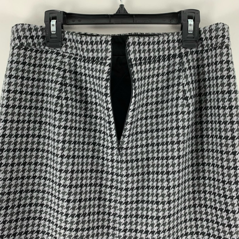 J. Crew Factory Pencil Skirt Wool Blend Houndstooth Gray Black Check Women’s 2 - Picture 6 of 11